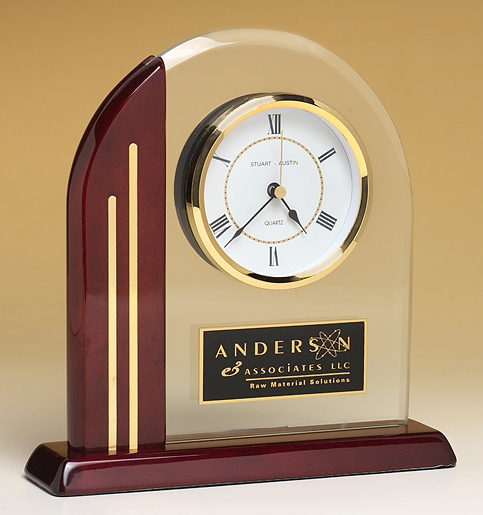 Rosewood Arch and Glass Clock